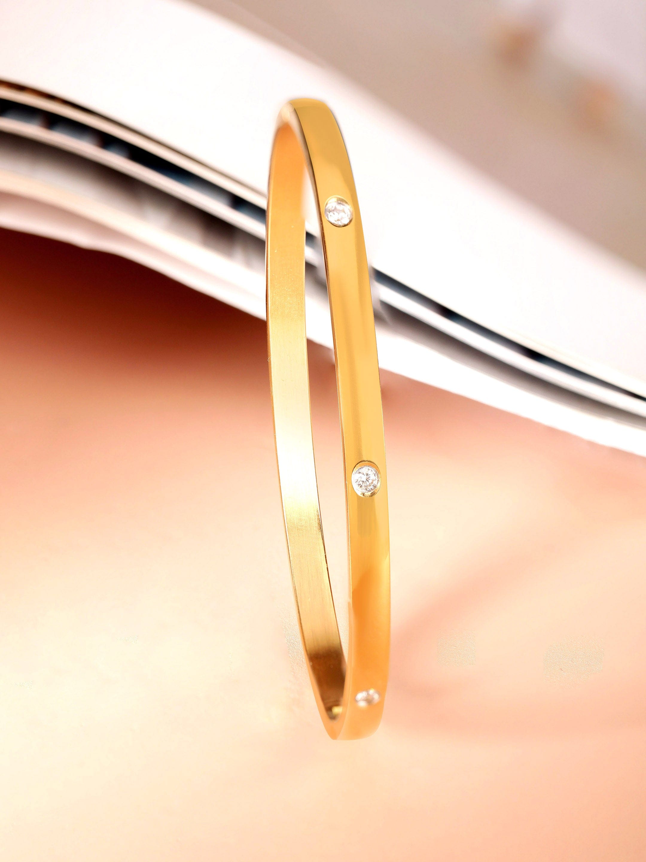 22k Yellow Gold Thin Fluted Bangle Bracelets – House of Devam